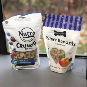 Super Rewards Orchard Apple Pie Flavor dog treats & The Nutro Company Crunchy Treat with Real Mixed Berries