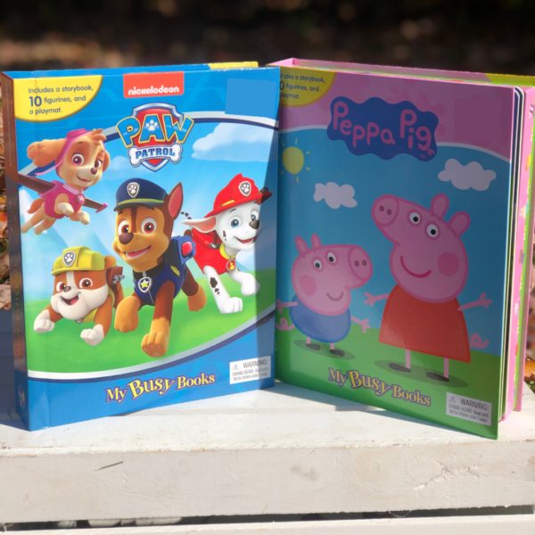 2 "My Busy Books" Books (Paw Patrol & Peppa Pig; Includes 10 Figurines and a Playmat)